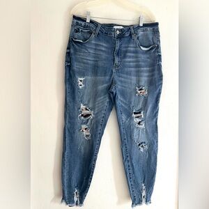 KanCan Leopard Patch High Rise Skinny Jeans Size 2XL